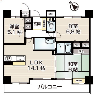 【間取り】 | リベール加古川プラザ弐番館　3階 | 3LDKです。