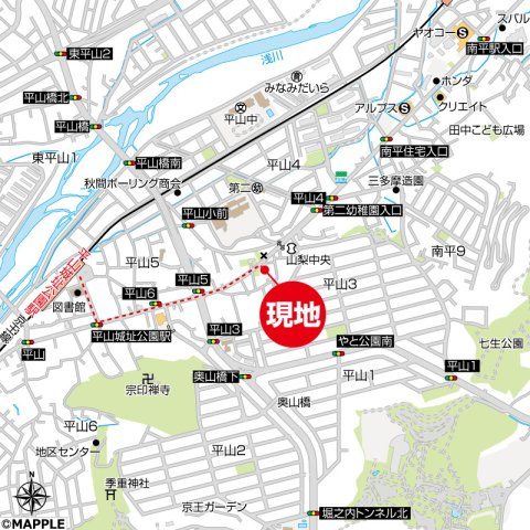 MAC平山城址公園コートの地図