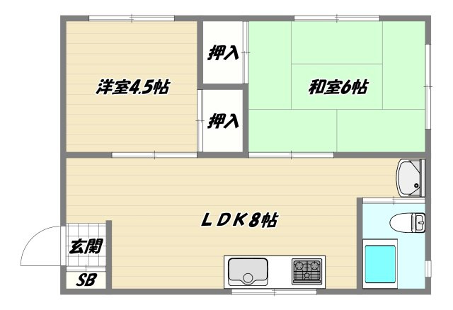 大阪市淀川区宮原１丁目の賃貸マンションの間取り