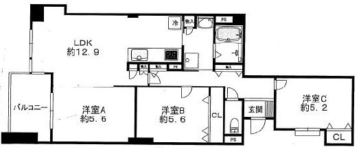 【リフォーム済】コスモ守山5番館　10Fの間取り