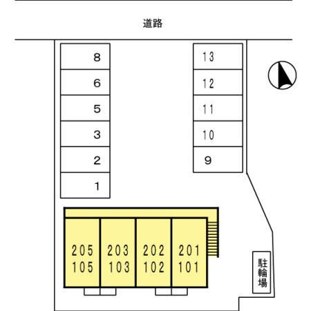 フローラルハイツの駐車場|駐車場の配置図です！！