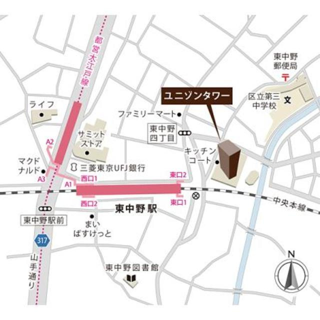 ユニゾンタワーの地図