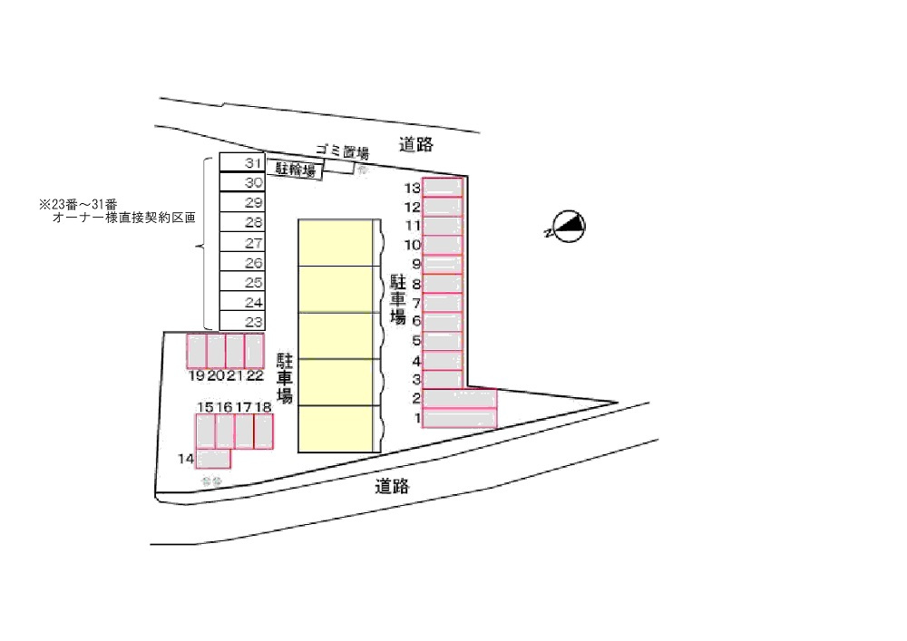 ノーブル西野の区画図|駐車場