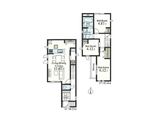 【間取り】 | 練馬区南田中4丁目　新築一戸建住宅　全3棟　（成増店） | 人気の対面式キッチンに広々LDK