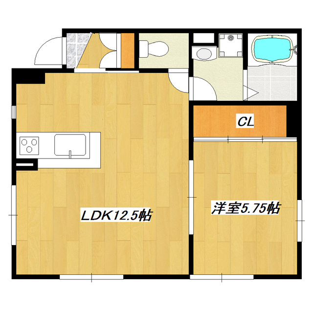 オリーブコートの間取り|人気の１LDKタイプのお部屋です。