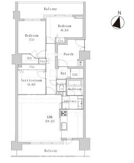 ライオンズマンション茅ヶ崎グランコーストの間取り|両面バルコニー　２SLDKです。