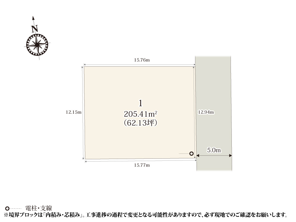 【区画図】 | 落ち着いた雰囲気の住宅街に誕生した、1区画の分譲地。整った敷地形状のため、建物プランを立てやすい敷地です。