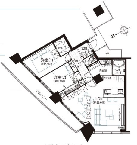 横浜市西区みなとみらい４丁目の中古マンションの間取り|仲介手数料無料！お問合せ下さい/080-7058-7312 