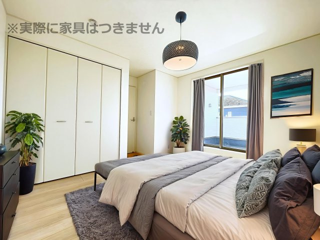 新築戸建・新築建売　太田市下田島町第5　尾島小・尾島中の洋室|画像はAI加工による演出で、実際の家具は付きません。
