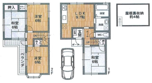 西宮市西波止町　中古戸建の間取り
