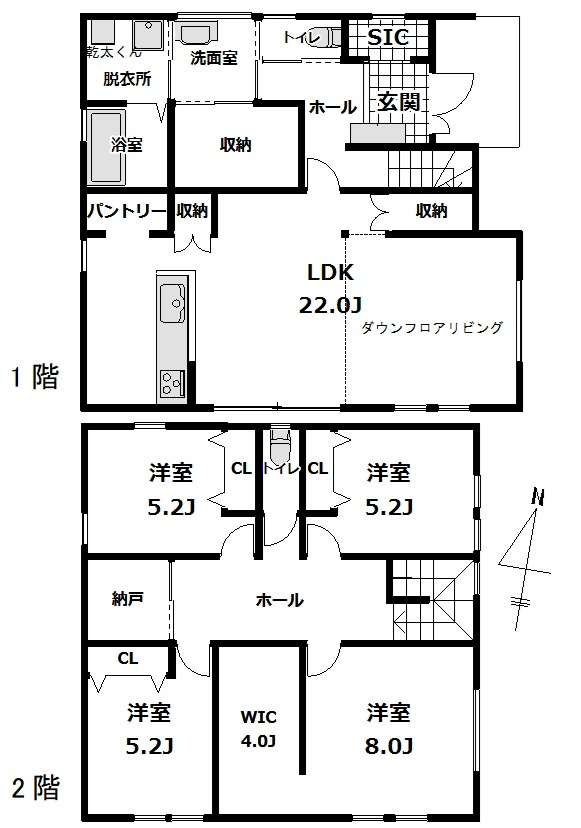 土浦市おおつ野8丁目　戸建の間取り