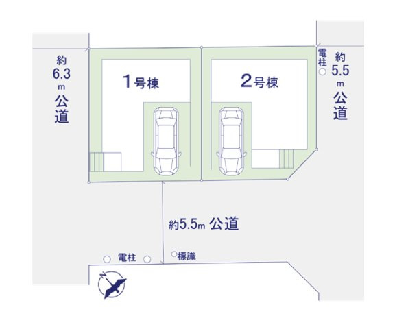 福岡市東区千早1丁目第2-2棟(2号棟)の区画図|配置図（2号棟）