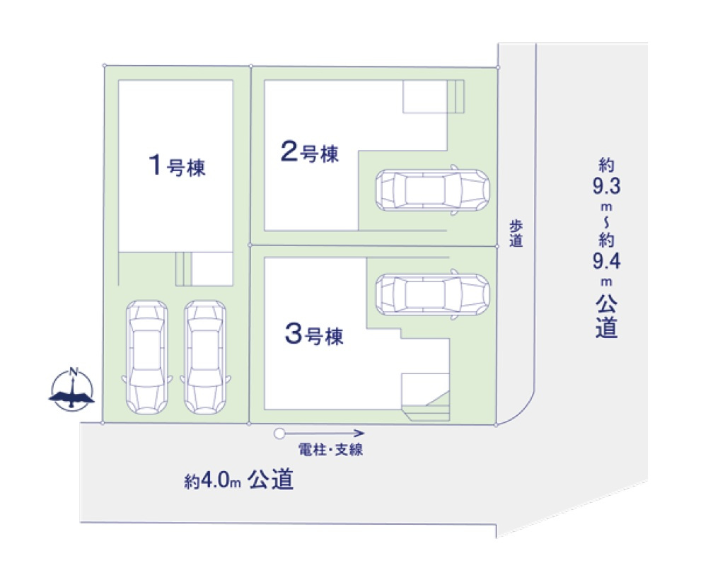 福岡市西区小戸3丁目第4-3棟(1号棟)の区画図|配置図（1号棟）