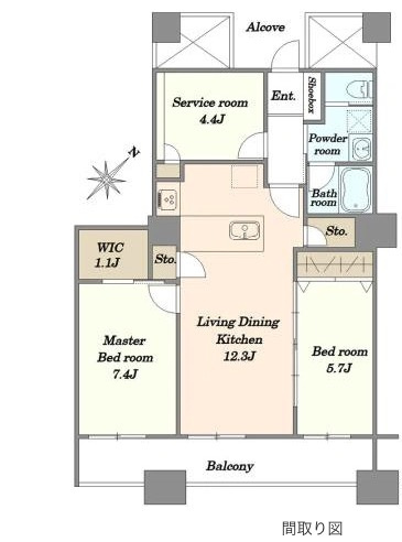 【間取り】 | ★仲介手数料無料★晴海アイランドトリトンスクエアビュータワー（全室天井カセットエアコン、ワイドスパン間取り、通風、採光良好）