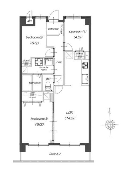 【間取り】 | ホワイトパレス姪浜☆仲介手数料無料☆