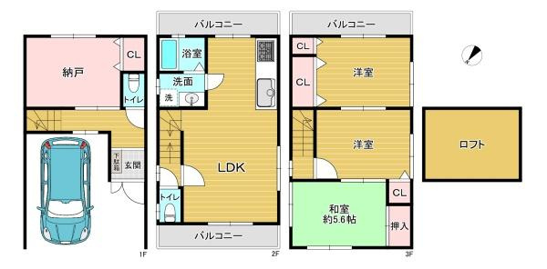 【間取り】 | 大阪市東成区玉津3丁目　中古戸建