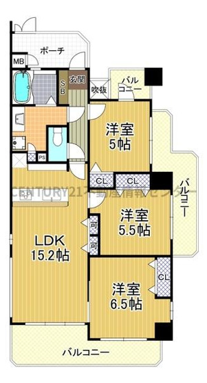 【間取り】 | シャルマンフジ住之江公園ドシール | 2025年9月にリフォーム済！・クロス、フローリング、ＣＦ貼替・キッチン水栓、洗濯パン、洗濯水栓、建具、分電盤、スイッチパネル新調・ハウスクリーニング仕上げ等