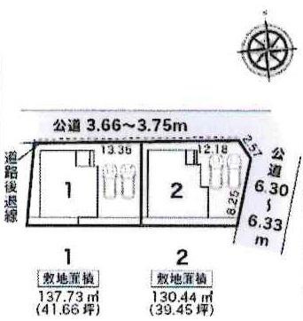 岡崎第254中町　全2棟・1号棟の区画図|1号棟です。