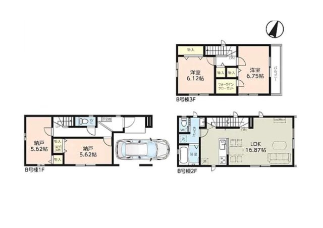 すべてのお部屋が南側に面しているので、明るく、収納も各部屋にあります。全部屋南側に面しているので、お子さんがお部屋を選ぶ時ももめなくて安心です。