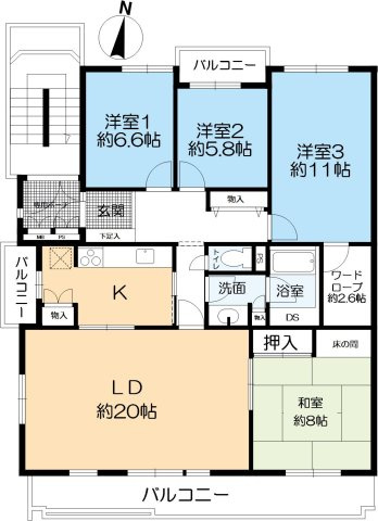 ファミーユ住吉牛神前北棟の間取り