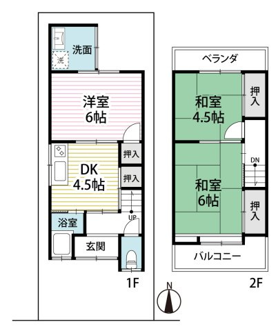 ◆南向きバルコニーのため陽当たり良好◆全居室収納付き◆伏見区醍醐外山街道町の間取り