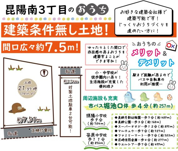 昆陽南３丁目　建築条件無し土地