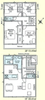 【間取り】 | 【仲介手数料無料！！】府中市日新町４丁目　新築戸建て（全7棟）2号棟　5190万円 | 2号棟間取図