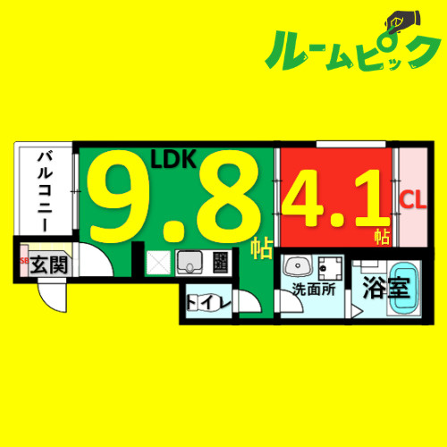 ハーモニーテラス千代田　名古屋市賃貸　仲介手数料無料の間取り