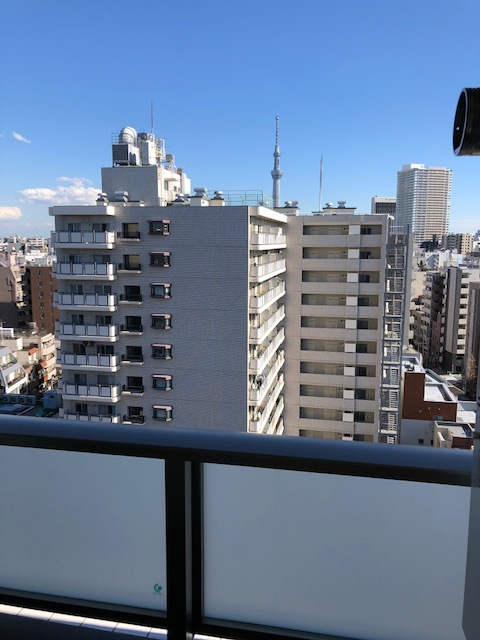 グランカーサ上野入谷の展望|上層階からはスカイツリーと隅田川花火の2会場ともバルコニーから見えます