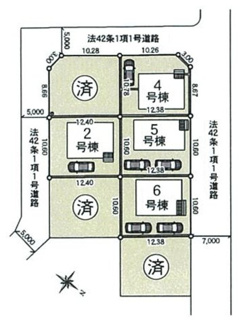 【区画図】 | 【仲介手数料無料！！】府中市日新町４丁目　新築戸建て（全7棟）4号棟　4890万円 | 4号棟　土地：131.36㎡（39.73坪）
