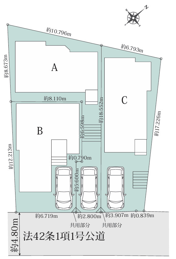 新築/和光市白子3丁目 全3棟 の区画図
