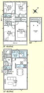 【間取り】 | 【仲介手数料無料！！】府中市日新町４丁目　新築戸建て（全7棟）5号棟　4690万円 | 5号棟間取図