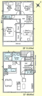 【間取り】 | 【仲介手数料無料！！】府中市日新町４丁目　新築戸建て（全7棟）6号棟　4890万円 | 6号棟間取図