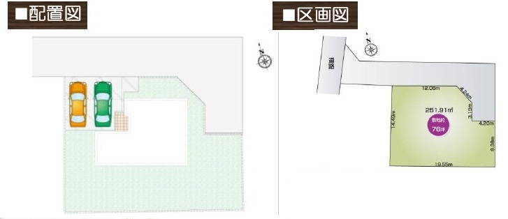 【仲介手数料無料】新築戸建　東松山市本町1-12-25（全1棟）の区画図