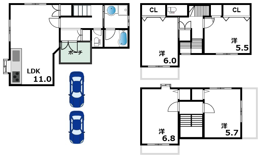 灘南通6丁目戸建の間取り