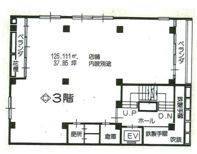 堺市堺区中瓦町　貸店舗3階の間取り