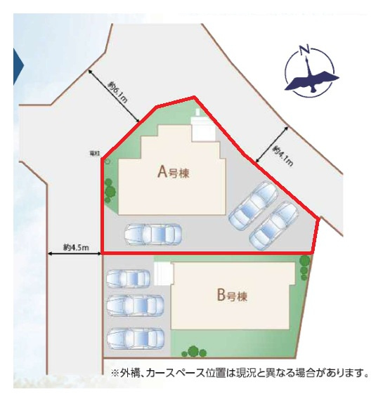 ハートフルタウン 　水戸市内原町984番　Aの前面道路含む現地写真|三方道路です。同メーカー完成物件の内覧も、他の物件と合わせての現地ご案内も可能です！HPから、またお電話でも、お気軽にお問い合わせください。