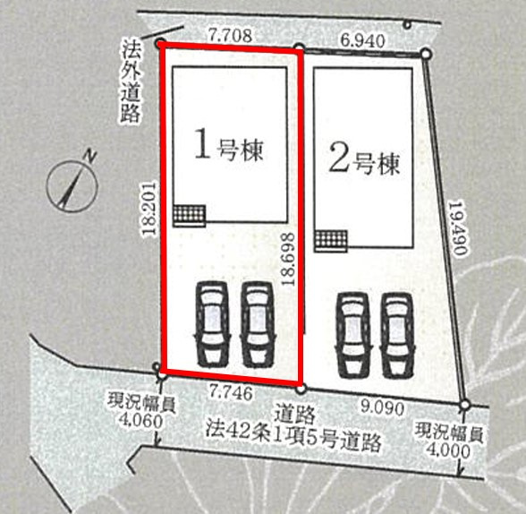 クレイドルガーデン今泉町第5　1号棟の区画図|1号棟