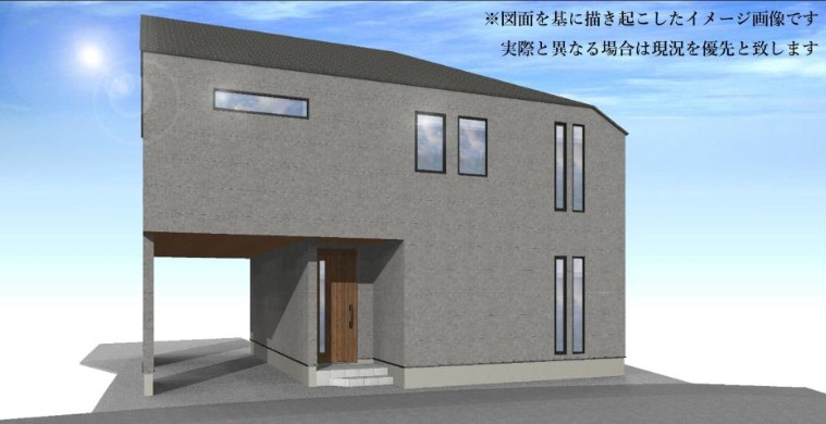 横浜市中区豆口台 新築戸建て【仲介手数料無料】の外観パース|仲介手数料無料！お気軽にお問合せくださいinfo@kenone.co.jp /08070587312