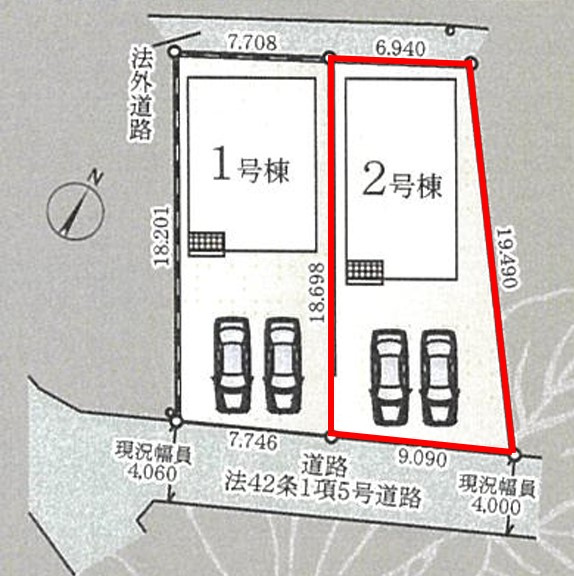 クレイドルガーデン今泉町第5　2号棟の区画図|2号棟