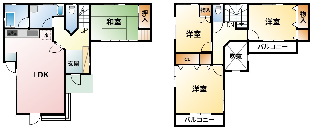 茂原市七渡中古戸建の間取り