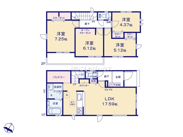 上尾市原市　21期　新築一戸建て　グラファーレ　01の間取り|上尾市原市　21期　新築一戸建て　グラファーレ　01、4LDK、土地面積130.95m2、建物面積98.74m2