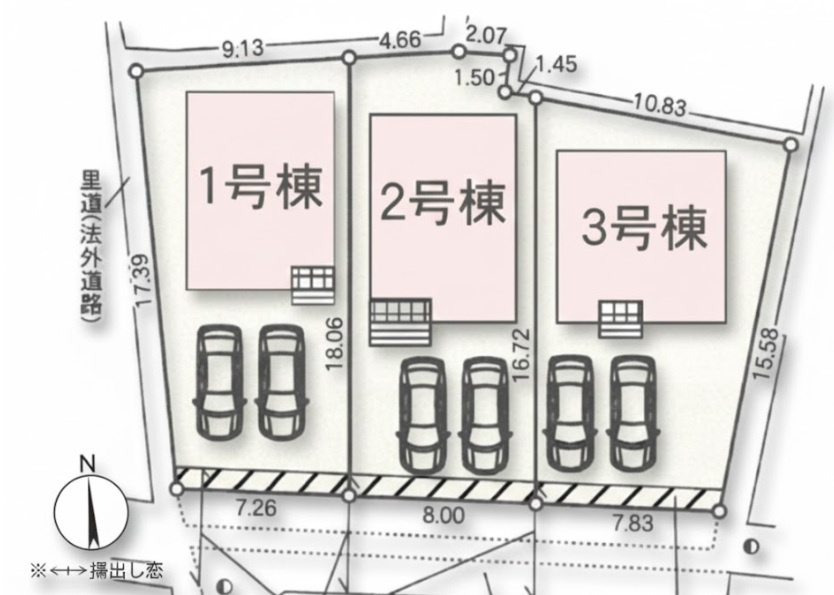 貝塚市地藏堂　第1　新築分譲住宅の区画図