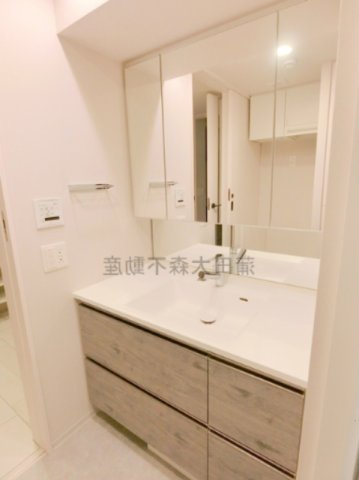 ブランシエスタ西馬込の洗面所|3面鏡の独立洗面台　洗面所　鏡の中収納スペース付き