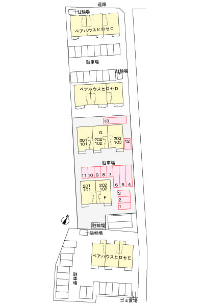 ペアハウスヒロセＦの駐車場|駐車場