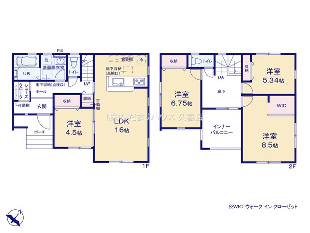 久喜菖蒲第２　新築一戸建て　02　リーブルガーデンの間取り|ワイドタイプのインナーバルコニー完備！椅子を置いてティータイムも楽しめます♪