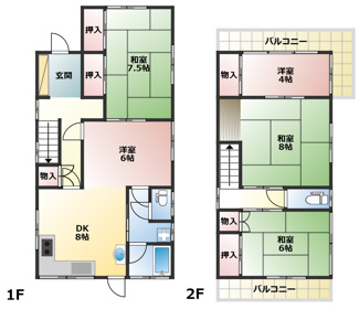 【間取り】 | 鈴蘭台東町2丁目貸家