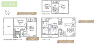 【間取り】 | 小学校10分　中学校12分　スーパー8分　コンビニ6分　西瑞江　2号棟