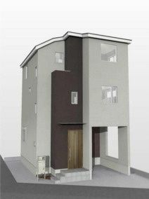 草加市谷塚上町 新築売戸建住宅の外観パース