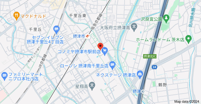 パークタワー南千里丘の地図